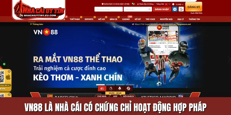 VN88 là nhà cái có chứng chỉ hoạt động hợp pháp